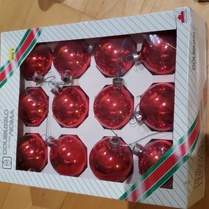 Doublglo Vintage Red Glass Ball Ornaments 2.25in